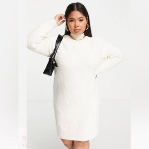 Fashion Union plus chunky roll neck knitted sweater dress